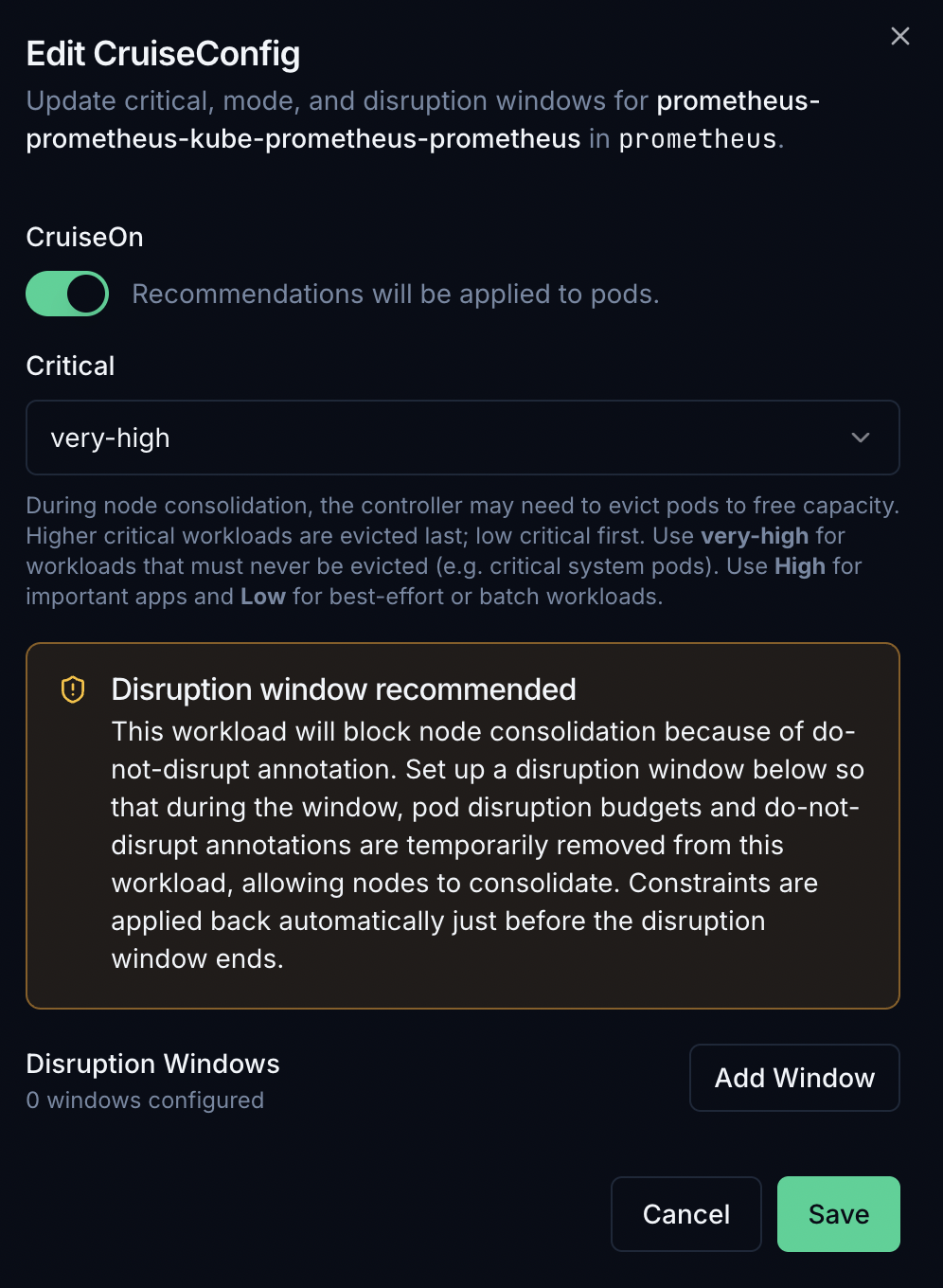 Policies and Configuration — CruiseKube mode and priority